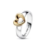 Kép 2/3 - Pandora kéttónusú szív gyűrű 50-es méret - 162504C00-50