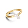 Kép 2/3 - Pandora 14k aranyozott dupla édesvízi tenyésztett gyöngyös gyűrű 50-es méret - 163156C01-50