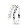 Kép 1/3 - Pandora édesvízi tenyésztett gyöngyös pavé nyitott gyűrű 50-es méret - 193145C01-50