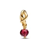 Kép 2/4 - Pandora 14k aranyozott fazettált piros örökkévalóság kör függő charm - 763462C07