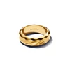 Kép 2/3 - Pandora 14K aranyozott hullámos széles karikagyűrű 48-as méret - 163886C00-48