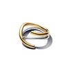 Kép 2/3 - Pandora 14k aranyozott organikus formájú kéttónusú dupla gyűrű 48-as méret - 163889C00-48