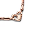 Kép 2/4 - Pandora szegecses 14k rózsaaranyozott karkötő szív csattal 16 cm - 582731C00-16