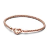 Kép 1/4 - Pandora szegecses 14k rózsaaranyozott karkötő szív csattal 16 cm - 582731C00-16