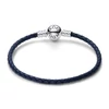 Kép 2/5 - Pandora Moments kerek kapcsos kék fonott bőr karkötő 17,5 cm - 592790C01-S1