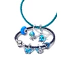 Kép 3/5 - Pandora Moments kerek kapcsos kék fonott bőr karkötő 17,5 cm - 592790C01-S1