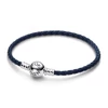 Kép 1/5 - Pandora Moments kerek kapcsos kék fonott bőr karkötő 17,5 cm - 592790C01-S1