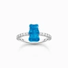 Kép 1/5 - Thomas Sabo x Haribo kék gumimaci kristályüveg gyűrű 54-es méret - TR2459-052-1-54