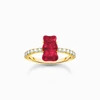 Kép 1/5 - Thomas Sabo x Haribo piros gumimaci kristályüveg gyűrű 54-es méret - TR2459-414-10-54