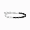 Kép 1/2 - Thomas Sabo Charming Collection fekete ónix gyöngyökkel karkötő 19 cm - A2098-130-11-L19