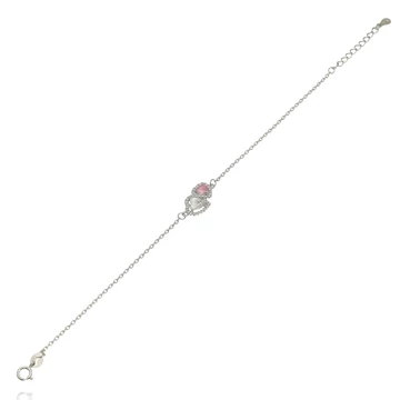 Ezüst dupla szív karlánc 21 cm - 07118-152