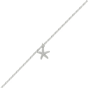 Ezüst köves csillag bokalánc 26 cm - 08118-19
