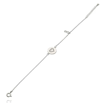 Ezüst szív karlánc 17 cm - 07118-43