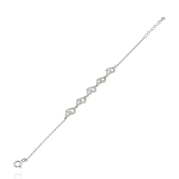 Ezüst szív karlánc 17 cm - 07118-44