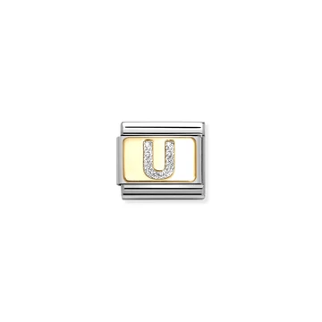 Nomination "Glitter U betű" charm - 030291-21