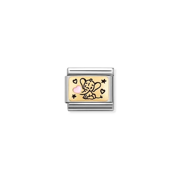 Nomination "Elefánt rózsaszín szívvel" charm - 030289-03