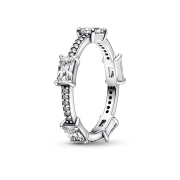 Pandora Csillogó Szögletes Pavé gyűrű 48-as méret - 192397C01-48