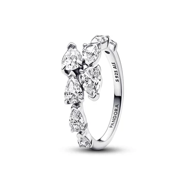 Pandora szikrázó átlapolt köves gyűrű 48-as méret - 193004C01-48