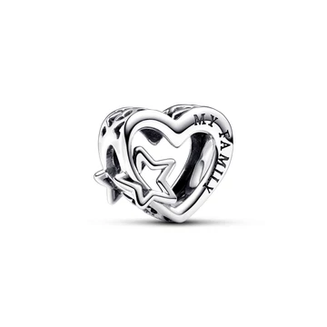 Pandora áttört családi szív és csillag charm - 792829C00
