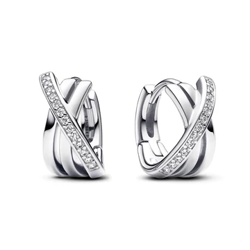 Pandora keresztezett pavé karika fülbevaló - 293150C01