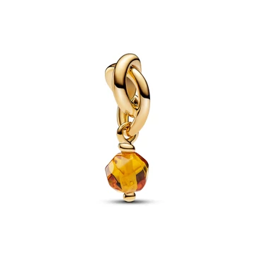 Pandora 14k aranyozott fazettált mézszínű örökkévalóság kör függő charm - 763462C11