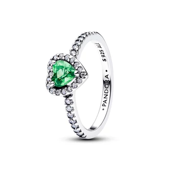 Pandora Kiemelt mentazöld szív gyűrű 48-as méret - 198421C08-48