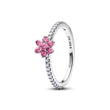 Pandora Csillogó rózsaszín virágos gyűrű 56-os méret - 194499C02-56
