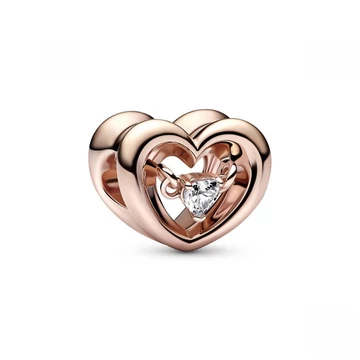 Pandora szív lebegő kővel charm - 782493C01