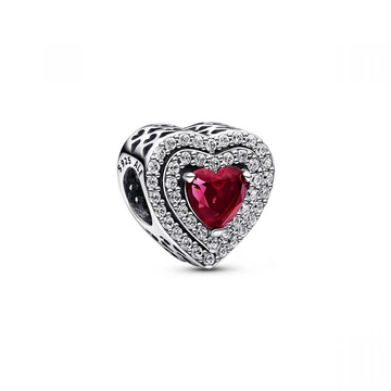 Pandora szív piros kővel charm - 799218C02
