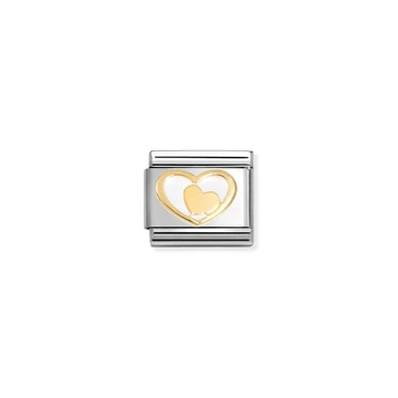 Nomination "Fehér-arany szív" charm - 030283-27