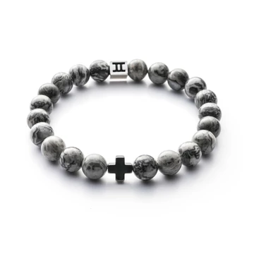 Gemini Classic Cross Grey jáspis karkkötő S-es méret - C10S
