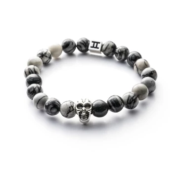 Gemini Classic Skull Grey jáspis karkötő S-es méret - C4S