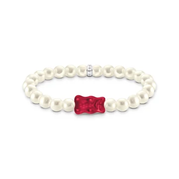 Thomas Sabo x Haribo piros gumimaci gyöngy karkötő 17 cm - A2154-017-10-L17
