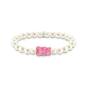 Thomas Sabo x Haribo rózsaszín gumimaci gyöngy karkötő 15 cm - A2154-082-9-L15