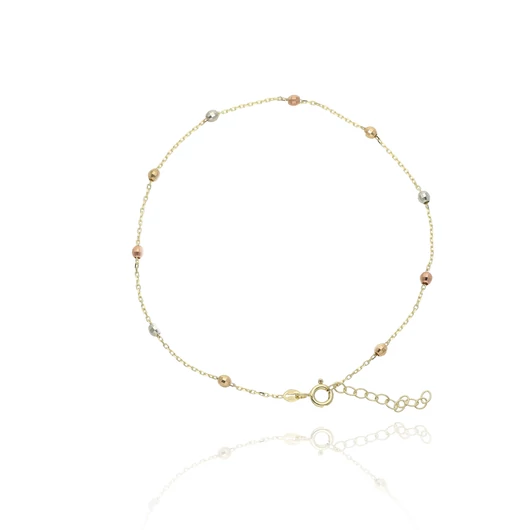 Arany többszínű bokalánc 26 cm - 249-FA01-DIACAVSFR