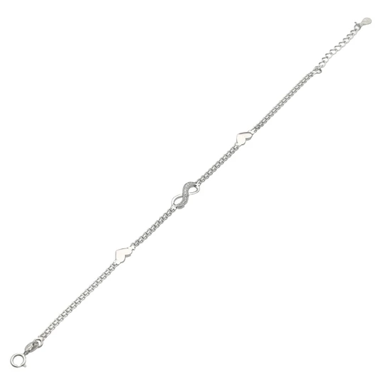 Ezüst végtelen szív karlánc 20 cm - 07118-140
