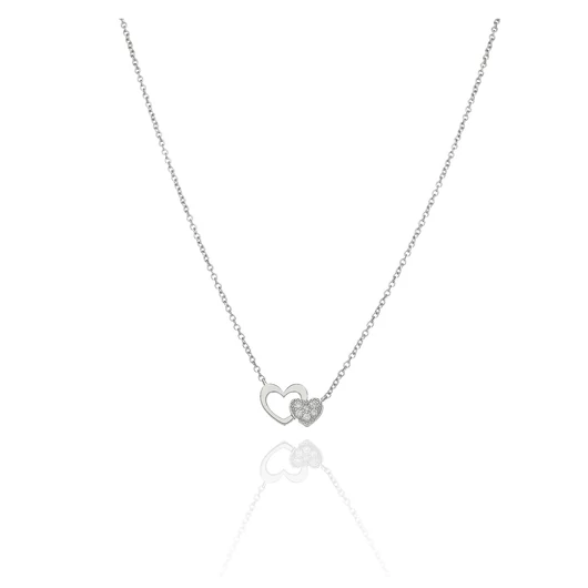 Ezüst dupla szív nyaklánc 45 cm - 04115-58