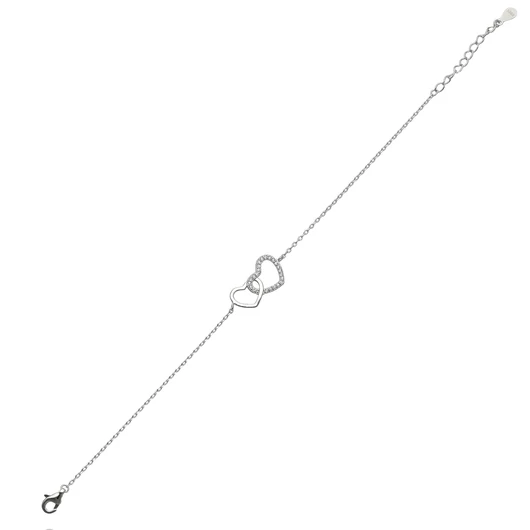 Ezüst dupla szív karlánc 20 cm - 07118-156