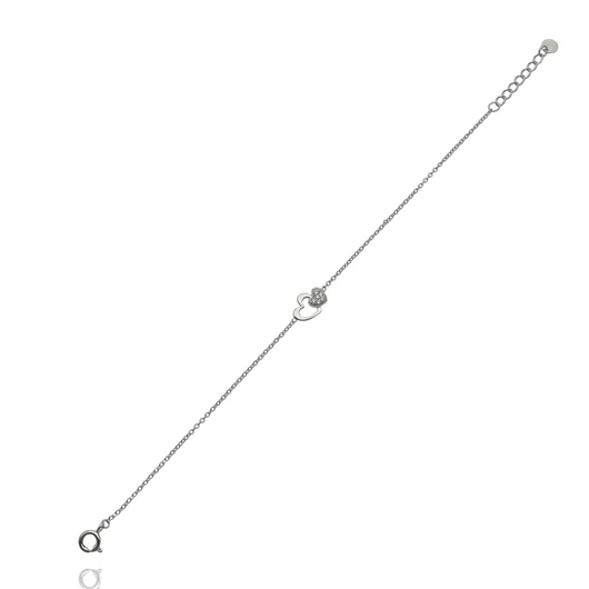Ezüst dupla szív karlánc 20 cm - 07118-163