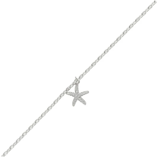 Ezüst köves csillag bokalánc 26 cm - 08118-19