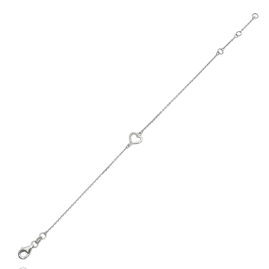 Fehér arany szív karlánc 17 cm - B42644
