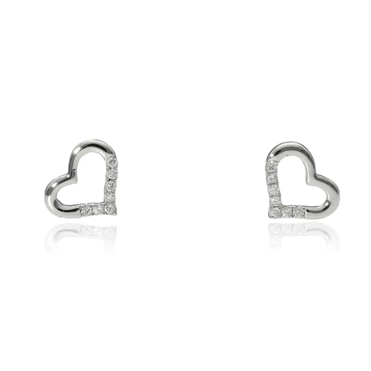 Fehér arany szív fülbevaló - B49031