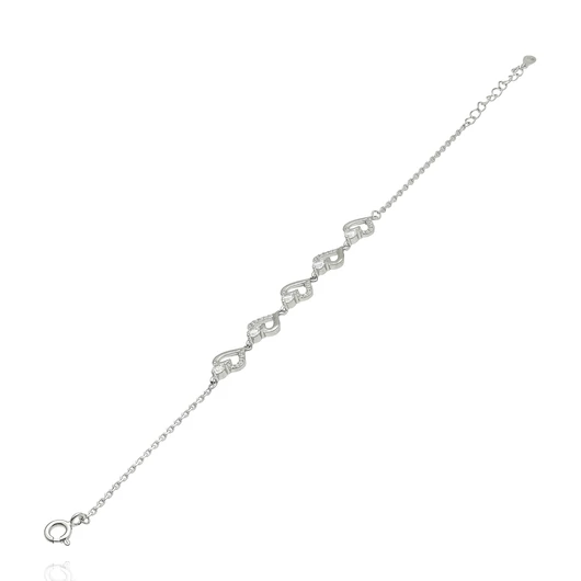 Ezüst szív karlánc 17 cm - 07118-44