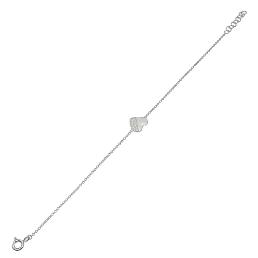 Ezüst szív karkötő 19 cm - HK67948B
