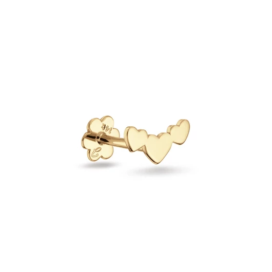 Jackie Gold 3 szív arany fülpiercing - JKP25.538