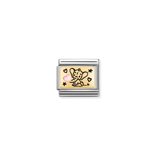 Nomination "Elefánt rózsaszín szívvel" charm - 030289-03