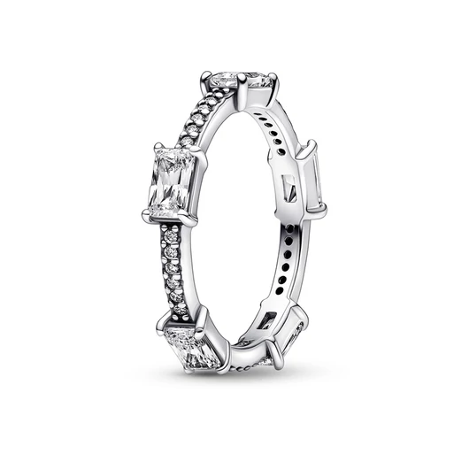 Pandora Csillogó Szögletes Pavé gyűrű 48-as méret - 192397C01-48