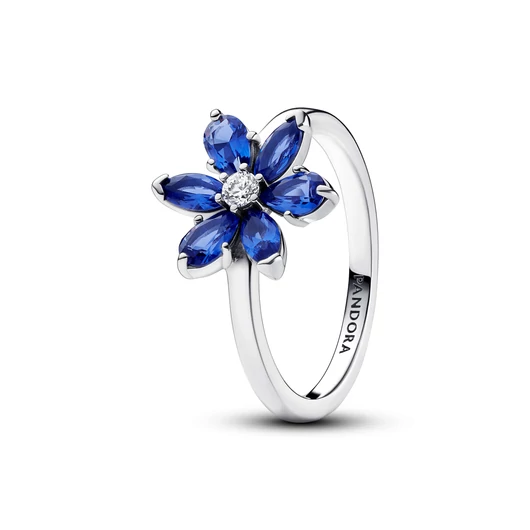 Pandora szikrázó herbárium gyűrű kék kristállyal 48-as méret - 193000C01-48