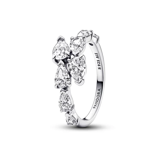 Pandora szikrázó átlapolt köves gyűrű 48-as méret - 193004C01-48