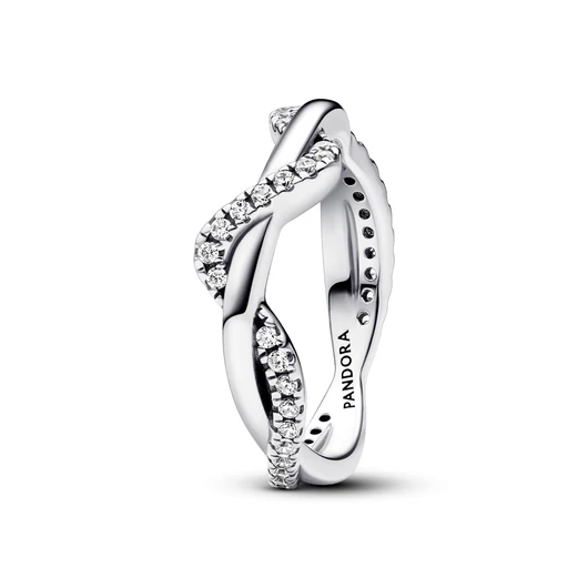 Pandora szikrázó összefonódó hullám gyűrű 48-as méret - 193098C01-48